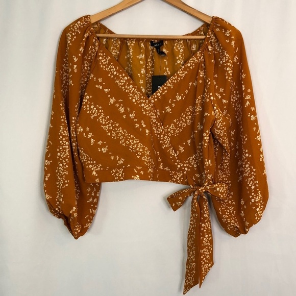 BCBG Paris Floral Stripe 3/4 Sleeve Woven Top Size M - Picture 5 of 14